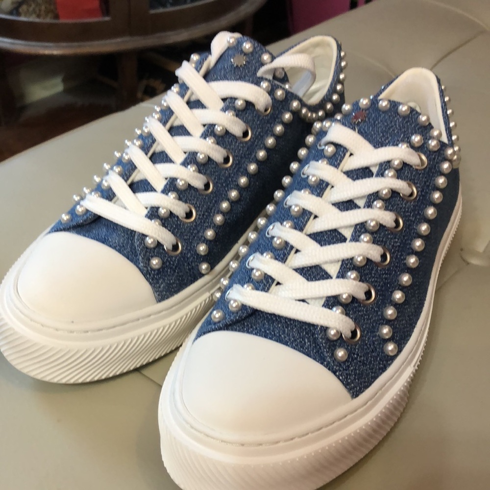 SW denim and pearl sneakers